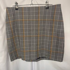 Express Gray and Tan Plaid Mini Skirt